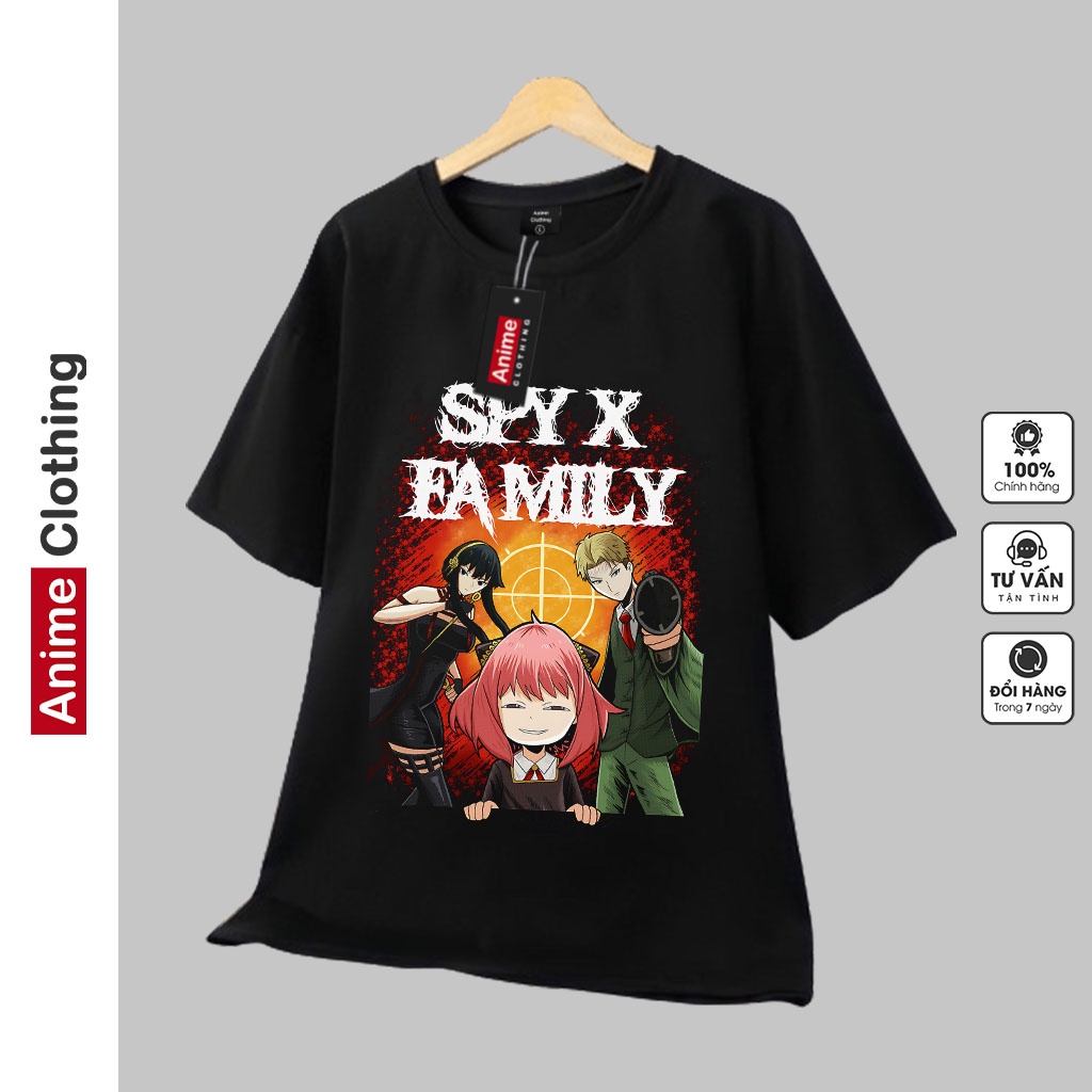 Áo thun nam nữ SPY FAMILY 01 Anime Clothing, áo phông SPY×FAMILY unisex nam nữ màu đen cotton vải mềm mịn