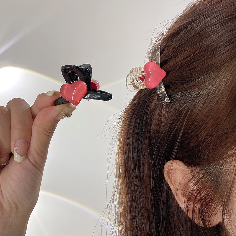 Kẹp Tóc mini Hình Trái Tim Màu Hồng Ngọt Ngào