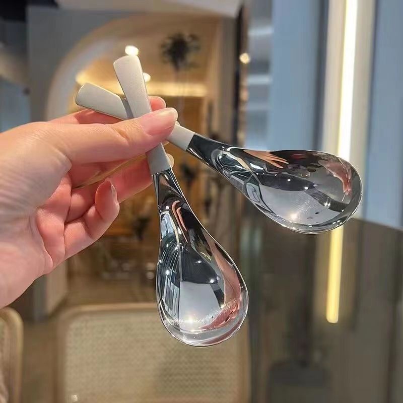 Muỗng Múc Canh / Dưa Hấu Bằng Thép Không Gỉ Dày Dặn Tay Cầm Dài Tiện Dụng Cho Gia Đình Dụng Cụ Rắc Rễ Cây Chuyên Dụng Chất Lượng Cao