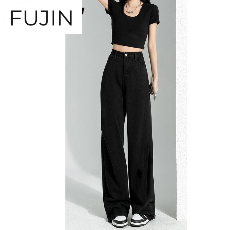 FUJIN quần ống rộng quần nữ jean American retro style jeans 2023 NEW Style 081536