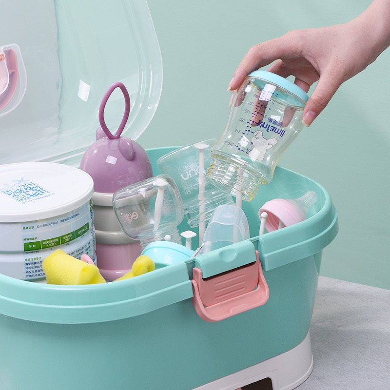 Giá úp bình sữa có nắp cao cấp và lỗ thoáng khí mẫu mới, thoát nước khô ráo shop uni baby