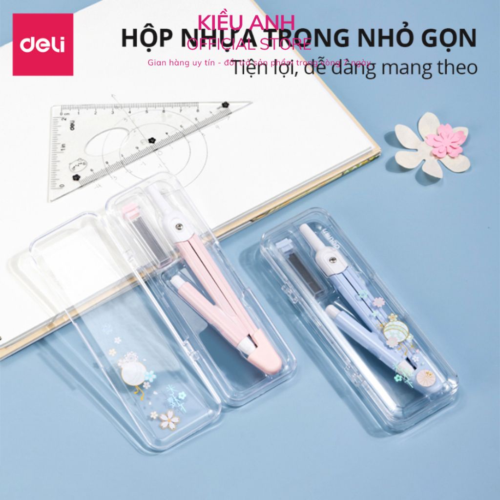 Bộ Compa Bấm Chì 2B Học Sinh - Kèm Lõi Chì Vẽ Tranh Hình Học Kỹ Thuật Mỹ Thuật Dụng Cụ Học Tập - cute
