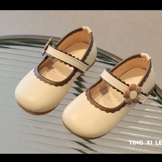 Giày búp bê da PU mũi vuông cho bé gái - Giày đế bệt có quai ngang bông hoa xinh xắn đế mềm êm chân BB793