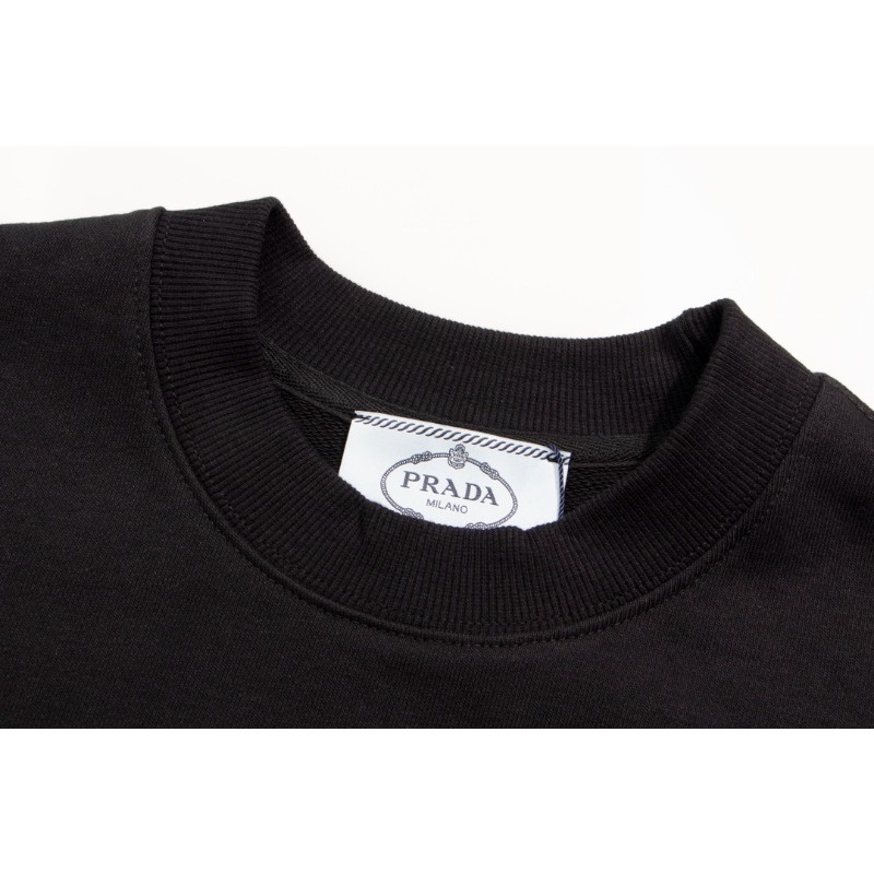 Áo hoodie Da Cổ Tròn In Nhãn Nhỏ Thời Trang Mùa Thu Cá Tính