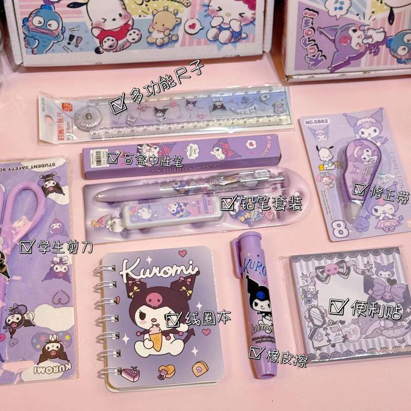SANRIO Set 9 Thước Kẻ Kèm Hộp Đựng Xinh Xắn Dành Cho Các Bé