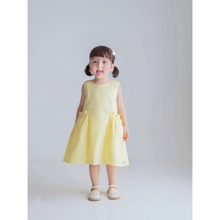 Váy Bé Gái CARROT Sát Nách, Màu Vàng Túi Bèo, Chất Liệu Thô Cotton Thấm Hút Mồ Hôi Tốt