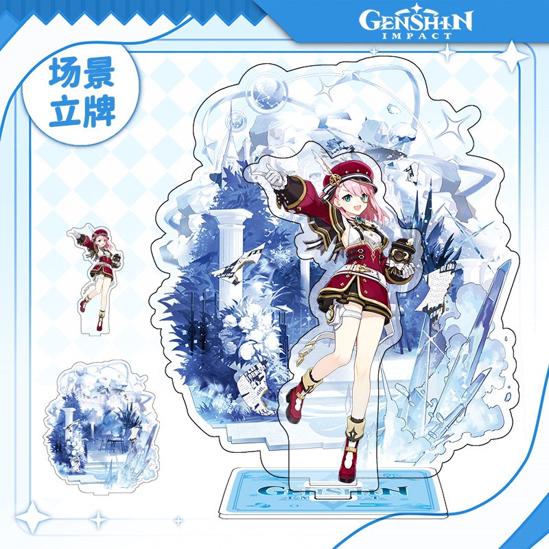 Genshin Iqpact furina Giá Đỡ acrylic Hai Lớp Hai Lớp Họa Tiết Hoạt Hình Trang Trí Bàn Làm Việc