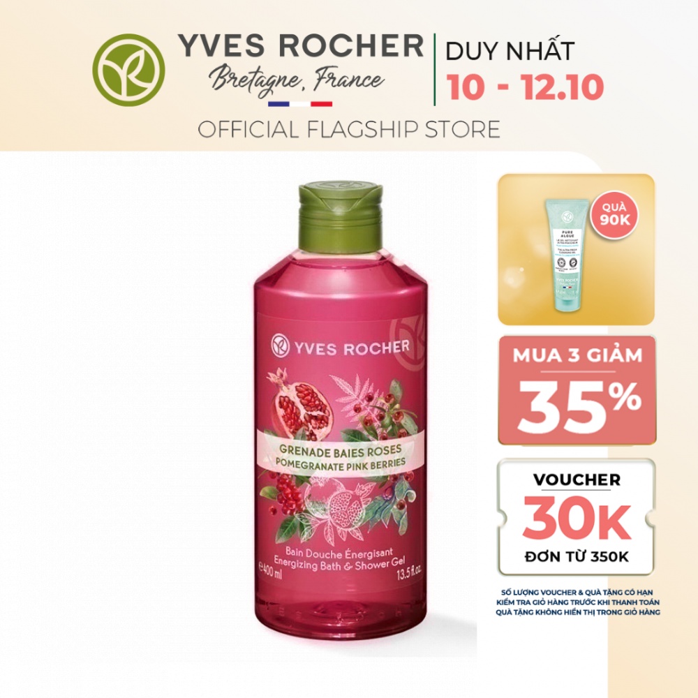 Sữa Tắm Hương Quả Lựu Và Hạt Tiêu Hồng Yves Rocher Pomegranate Pink Berries Relaxing Bath & Shower Gel 400ml