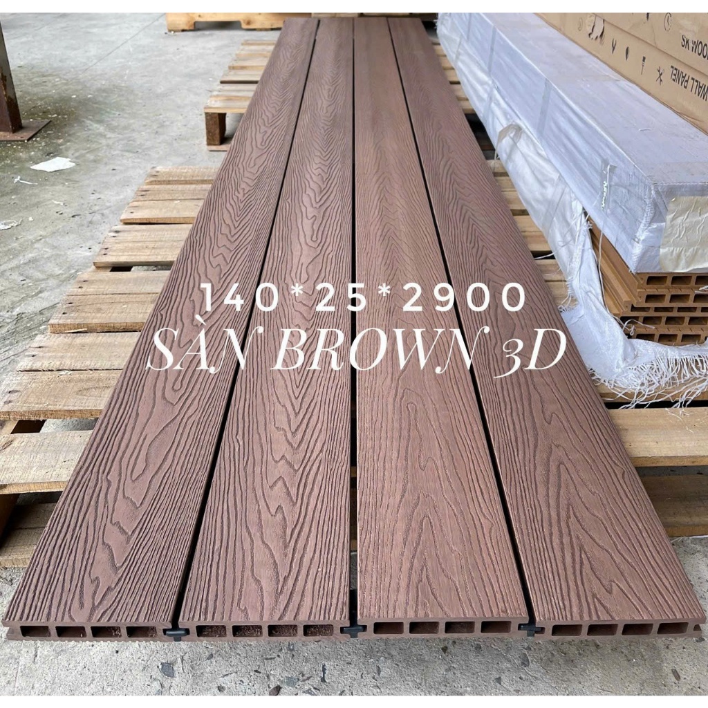 Sàn nhựa ngoài trời, KT 140 x 2900 x 25mm, chuẩn ngoài trời, Shop tự vận chuyển, có phí ship hàng, giao hàng trong ngày