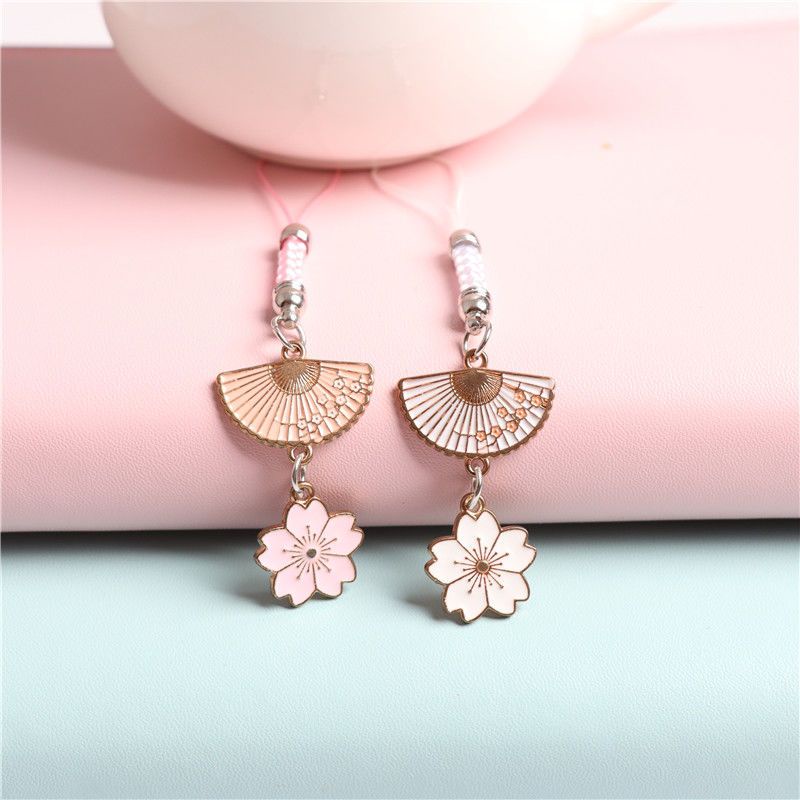 Mobile Mặt Dây Đeo Điện Thoại diy Hình Quạt Hoa Anh Đào Lớn Dễ Thương