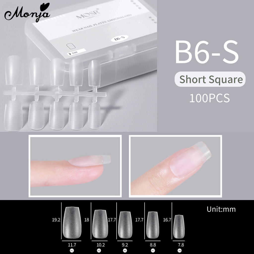 Muja Bộ 100 Móng Tay Giả Mờ Hình Vuông / Hạt Nhân Tạo Che Phủ Toàn Diện