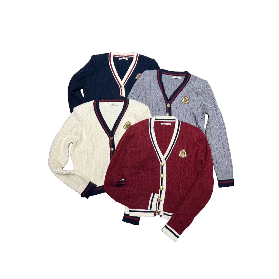 Áo sweater Tay Dài Cổ Chữ v Thêu Họa Tiết Màu Sắc Tương Phản Thời Trang Mùa Thu 2023 Cho Nữ topchanlin