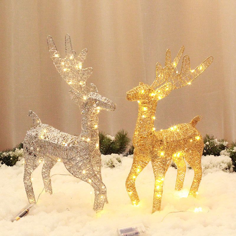 🎄Christmas Phụ Kiện Trang Trí Giáng Sinh Hình Hươu Bằng Sắt Màu Vàng Hồng