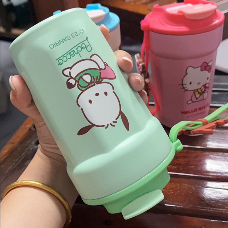 Bình Nước Giữ Nhiệt 450ml sanrio kt Bằng Thép Không Gỉ 316 Họa Tiết Hoạt Hình Đáng Yêu