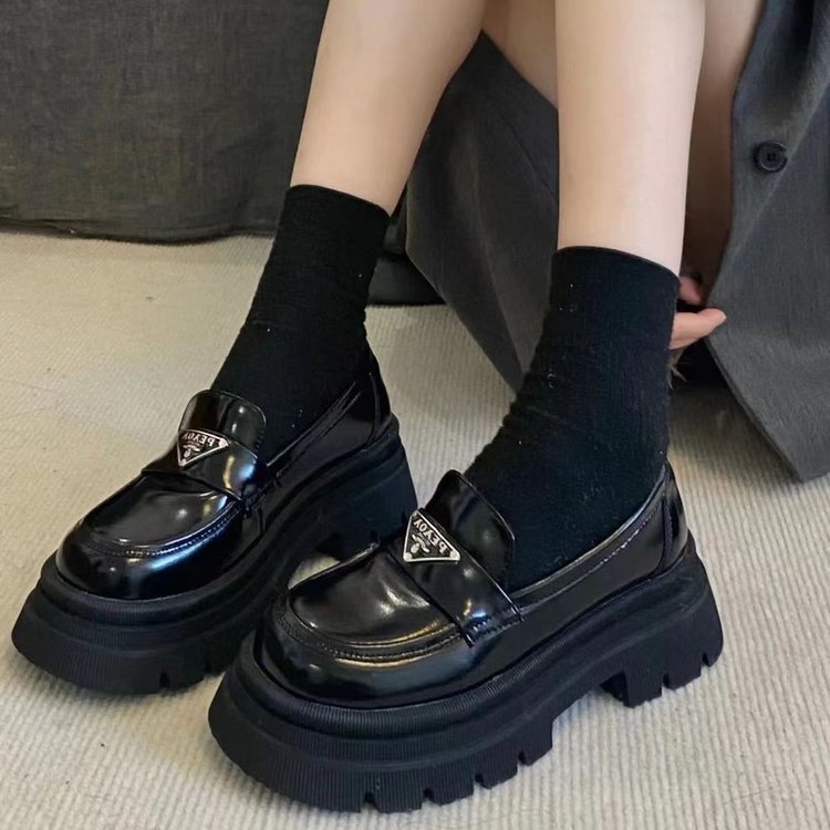 Giày Lười Da Mũi Tròn Đế Dày Tăng Chiều Cao Phong Cách Hàn Quốc Thời Trang Xuân Hè 2023