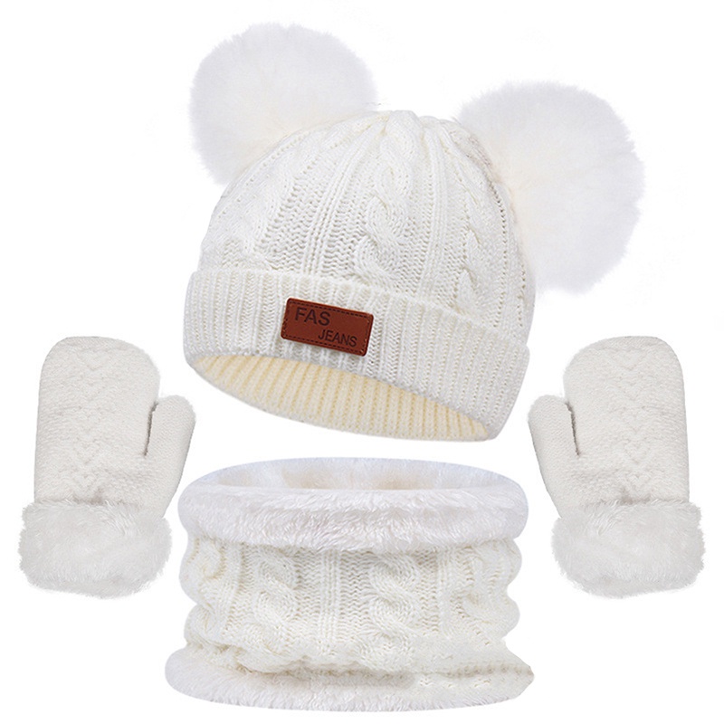 Zhzh set Găng Tay + Mũ + Găng Tay + Găng Tay + Bóng Lông Cừu Nhiều Màu Sắc Cho Bé