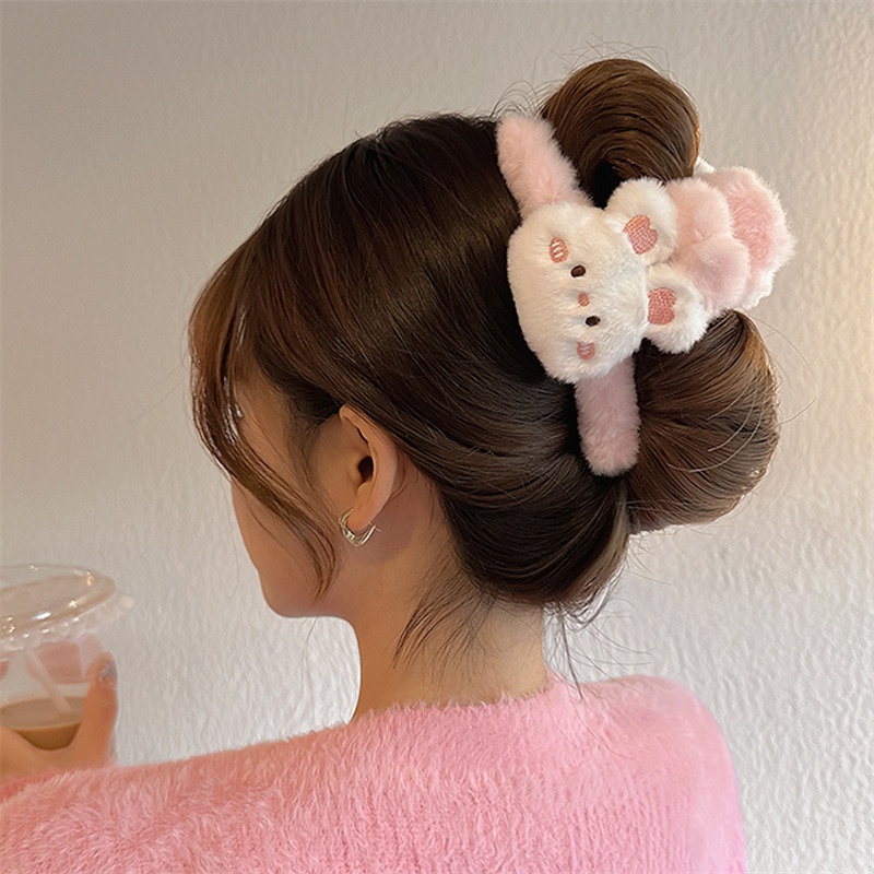 Dễ Thương Kẹp Tóc Đính Lông Giả Hình Gấu Trúc / Cá Mập Đáng Yêu Cho Nữ