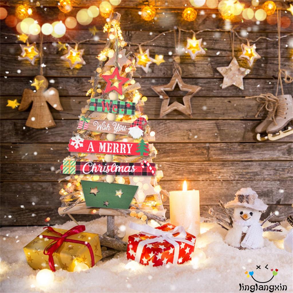 Phụ Kiện Treo Trang Trí Cây Thông Giáng Sinh Bằng Gỗ Hình Nơ Và Chữ Xinh Xắn