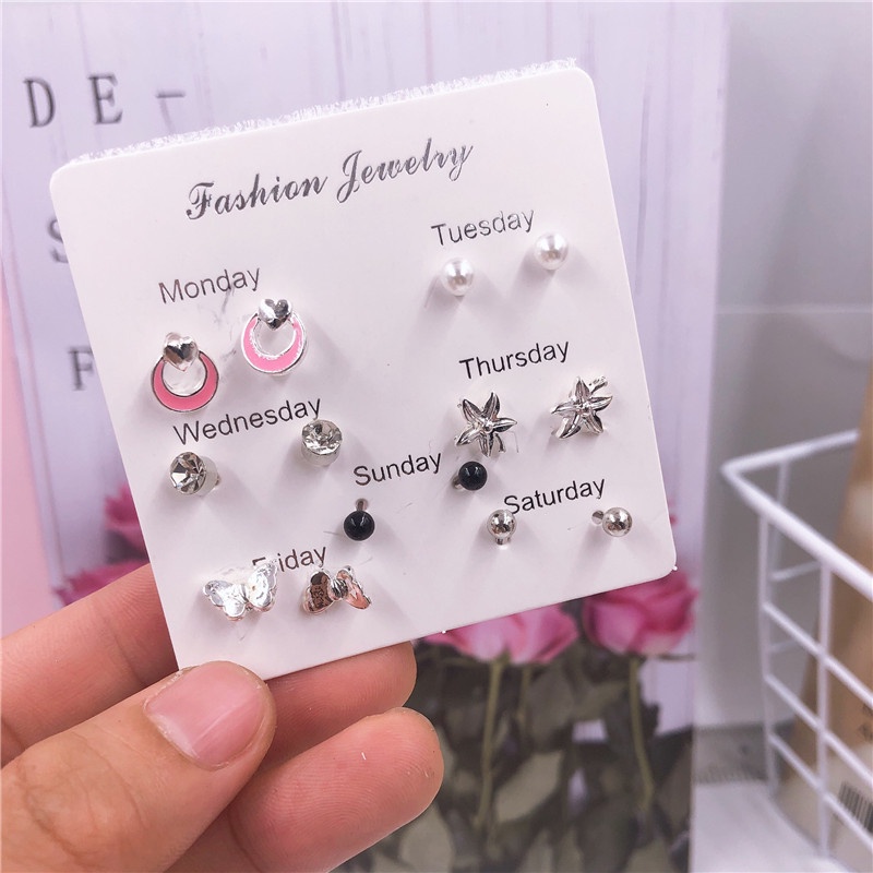 Set 7 Đôi Khuyên Tai mini Phong Cách Mới 2023 2023