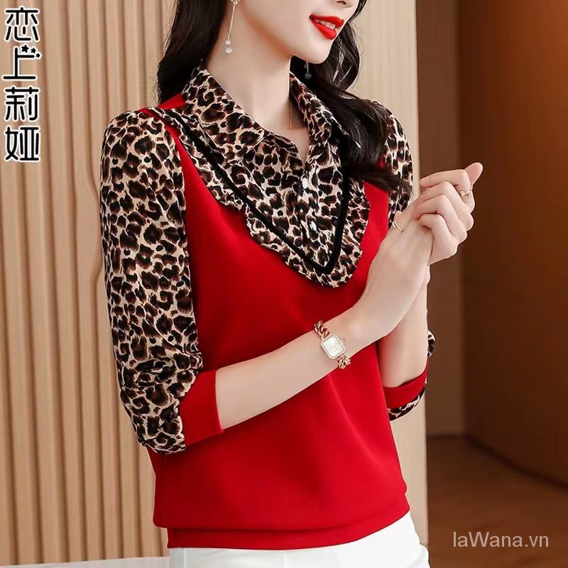 Áo Sơ Mi Tay Dài Giả Hai Lớp Phong Cách Phương Tây Thời Trang Xuân Thu 2023 Cho Nữ