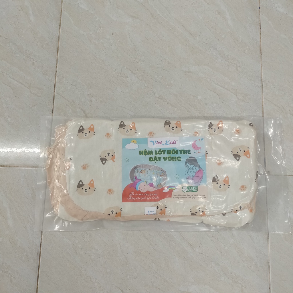 Nệm lót nôi tre đặt võng Viet kids an toàn cho bé vải muslin