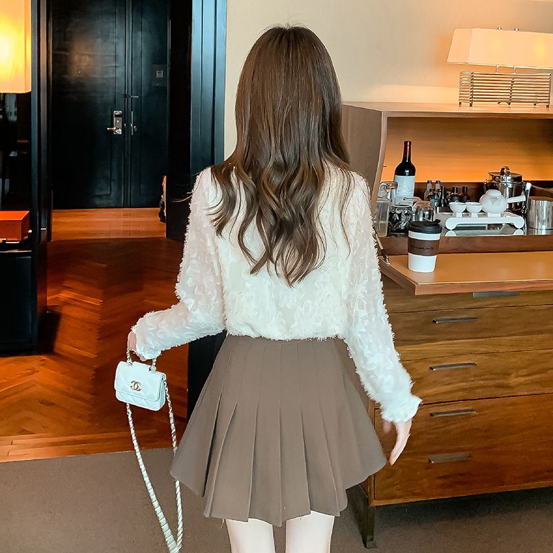 Áo Sơ Mi Dài Tay Phối Ren Dáng Rộng Phong Cách Hàn Quốc Thời Trang Thu Đông Mới Dành Cho Bạn Nữ