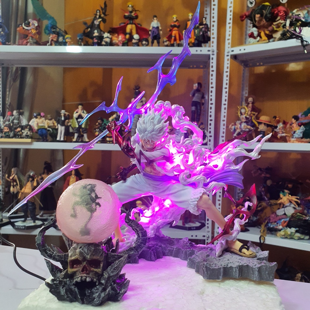 Mô hình Luffy Nika Gear 5 kiểu dáng chiến đấu siêu ngầu cao 28cm - Mô hình One Piece  tặng kèm xe