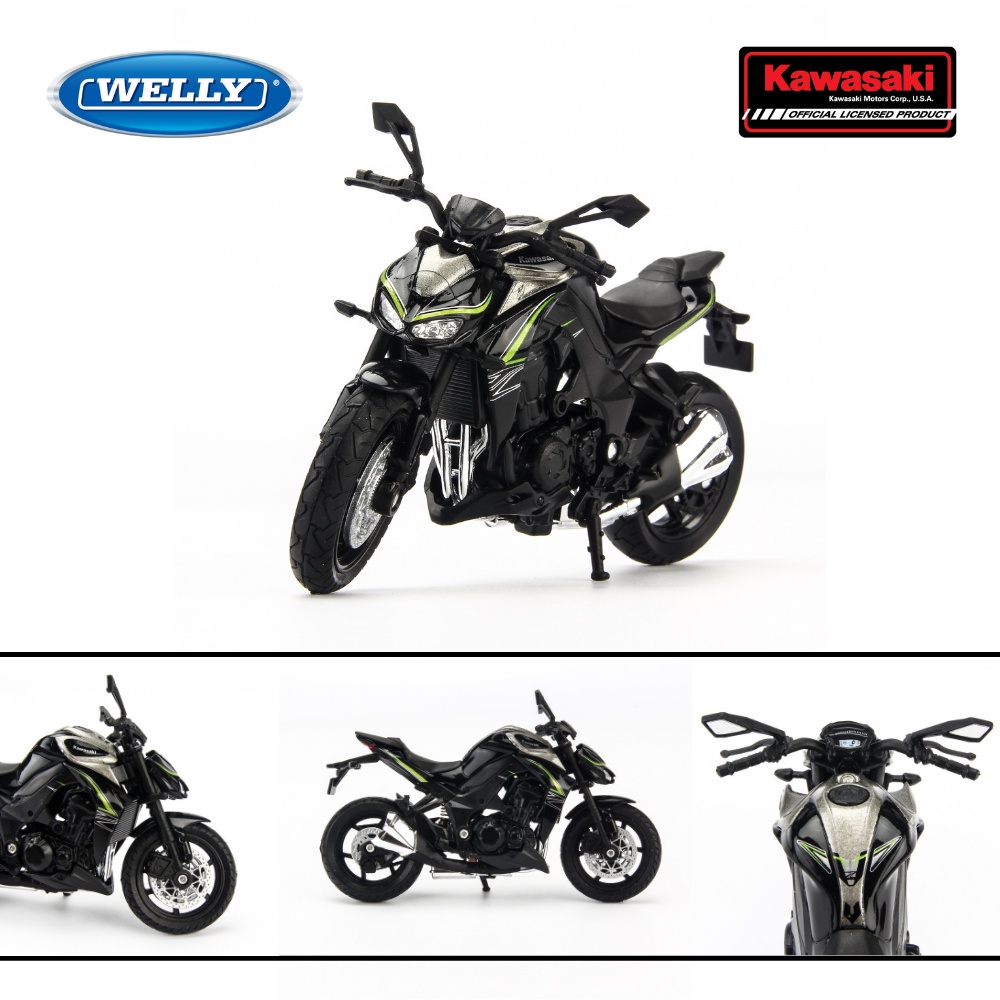 Mô hình xe moto Kawasaki Z1000 R, Ninja H2R, Ninja, ZX-10R, 1:18 tặng ô tô