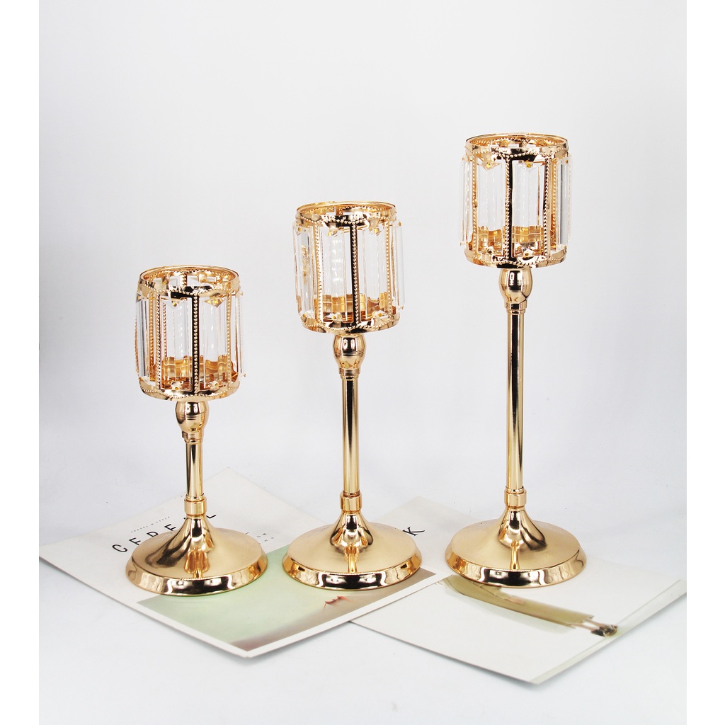 Giá Đỡ Nến Pha Lê Phong Cách Châu Âu Lãng Mạn Dùng Trang Trí Bàn Ăn / Tiệc Tối