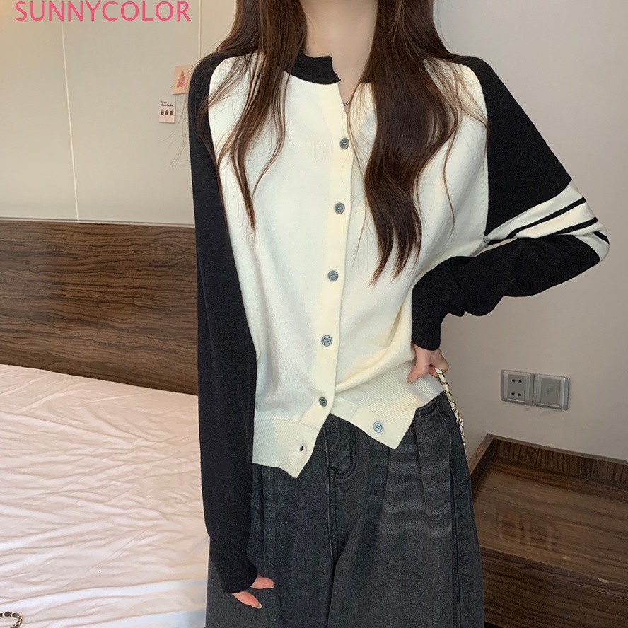 SUNNYCOLOR Áo Len áo khoác cardigan Phong cách phổ biến Hàn Phong Cute WMY2393C3O 42Z231020