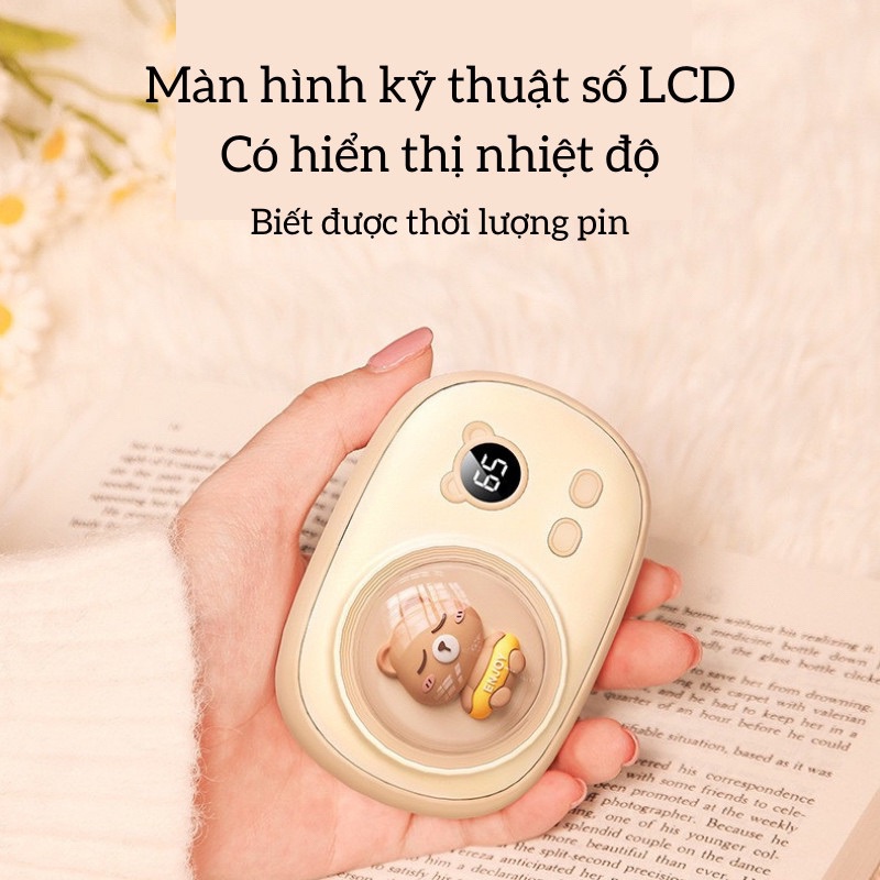 Máy Sưởi Mini Cầm Tay Hoạt Hình Dễ Thương Giúp Làm Ấm Tay Kiêm Sạc Dự Phòng Pin 5000mAh
