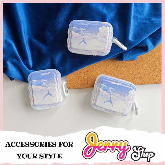 Vỏ Đựng Ốp Case Airpods Bảo Vệ Tai Nghe Biển Sóng Cá Voi Không Dây Bluetooth 1 2 3 Pro - Jerry Shop