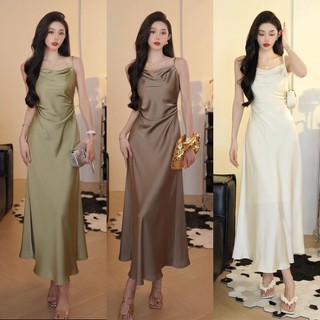 Đầm Không Tay Hở Lưng Màu Trơn Phong Cách retro Pháp Cho Nữ