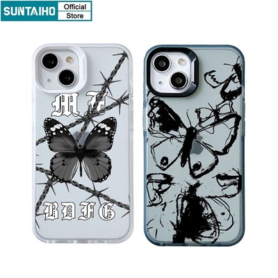 Suntaiho ốp lưng iphone Ốp Điện Thoại tpu Dẻo Trong Suốt Họa Tiết graffiti y2k Cho iphone 15 14 12 13 11 pro max ip 7 8 plus iphon x xr xsmax
