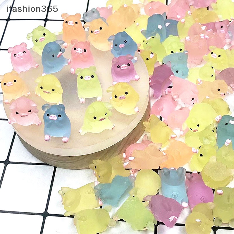 Set 1 / 5 Chú Heo Dạ Quang mini Bằng Nhựa resin Trang Trí Bảng Điều Khiển Xe Hơi diy Thời Trang ifashion365 vn
