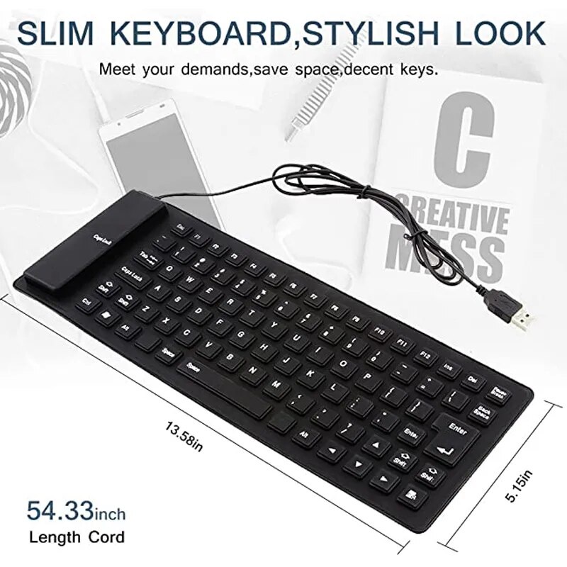 Silicone Bàn Phím Máy Tính Bằng Silicon Mềm Chống Nước 85 Phím Có Dây Kết Nối usb