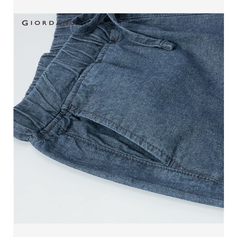 Quần Jean Giordano 05422308 bằng cotton mềm mại dài 9 tấc cạp chun thoải mái cho nữ