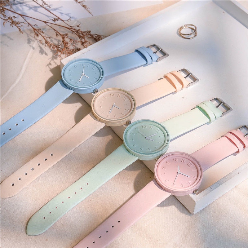 Cao Cấp Đồng Hồ Đeo Tay Màu Hồng Hoa Anh Đào Đơn Giản Nghệ Thuật Tươi Tắn Nghệ Thuật Cho Nữ Sinh Phong Cách preppy