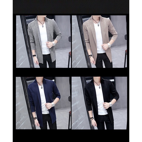 Áo Khoác Dệt Kim Tay Dài Màu Sắc Đơn Giản Phong Cách hong kong Thời Trang Cho Nam