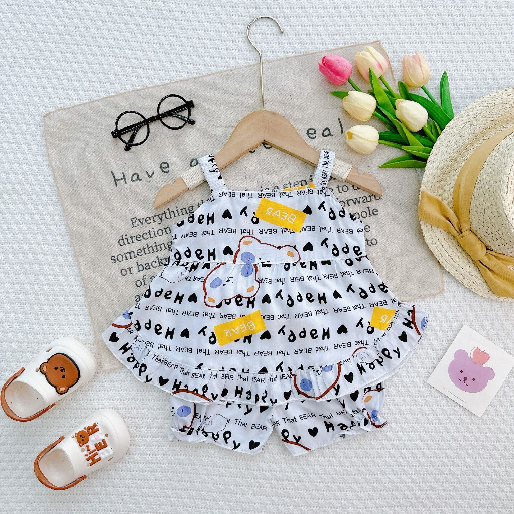 Đồ Bộ Mặc Nhà Vải Tôn -Bộ Hai Dây Tole Cho Bé mềm mịn mát kiểu dáng xinh xắn đáng yêu cho Bé Gái 7-13kg