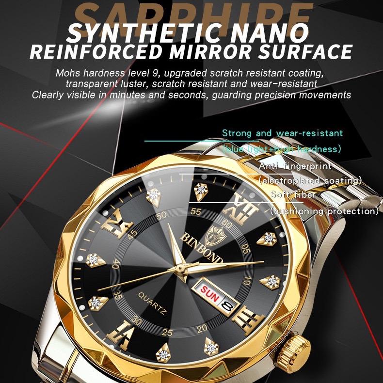 Đồng Hồ Nam BINBOND I22 Kính Chóp Cực Sang Chảnh,