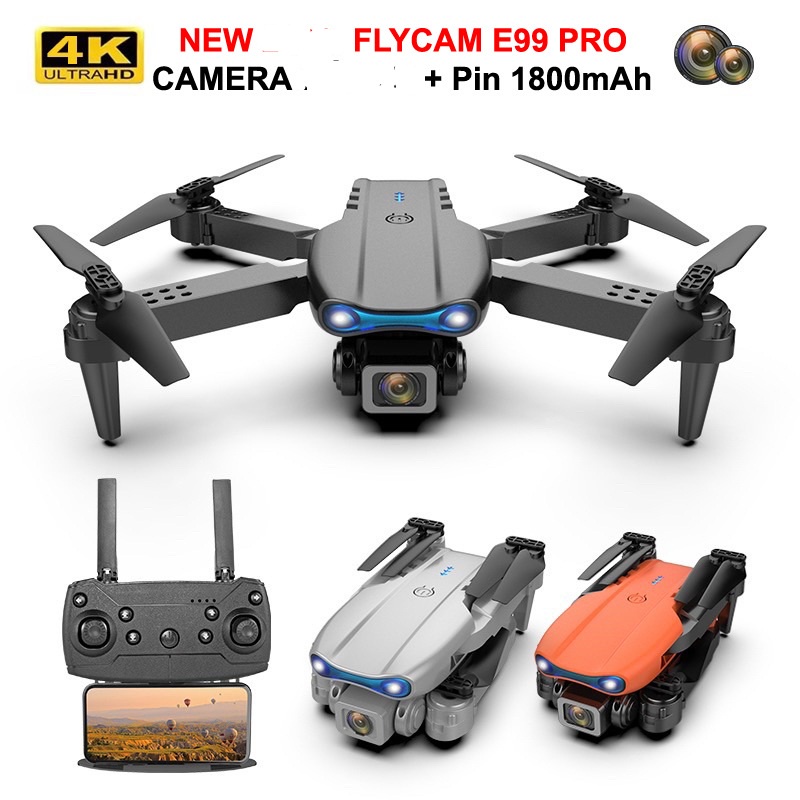 Máy bay điều khiển Flycam E99 PRO 2023 phiên bản mới, máy bay điều khiển từ xa 4 cánh drone