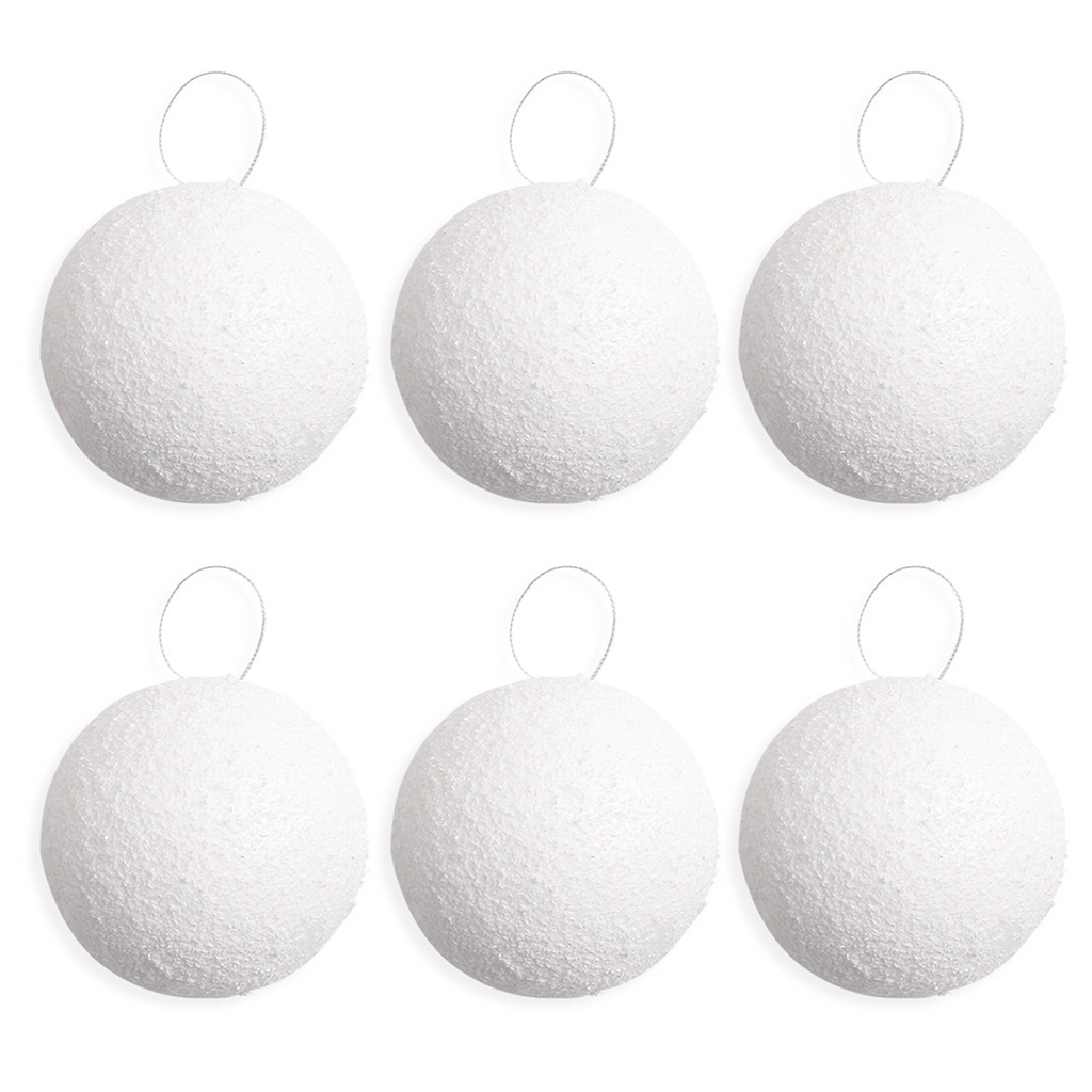 Set 6 Quả Cầu Tuyết Trắng 4 / 6 / 8cm Trang Trí Cây Thông Noel