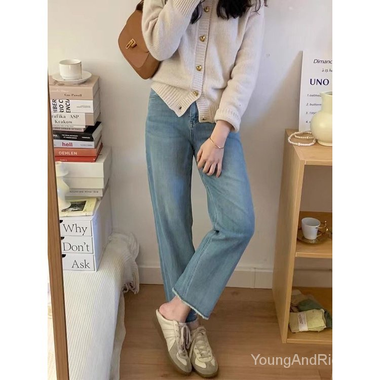 Quần jeans Nữ Dài Lưng Cao Dáng Rộng Thời Trang Cá Tính