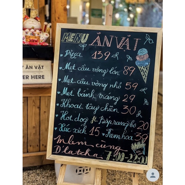 BẢNG ĐEN menu viết phấn khung gỗ thông  cao cấp xóa sạch đủ kích thước