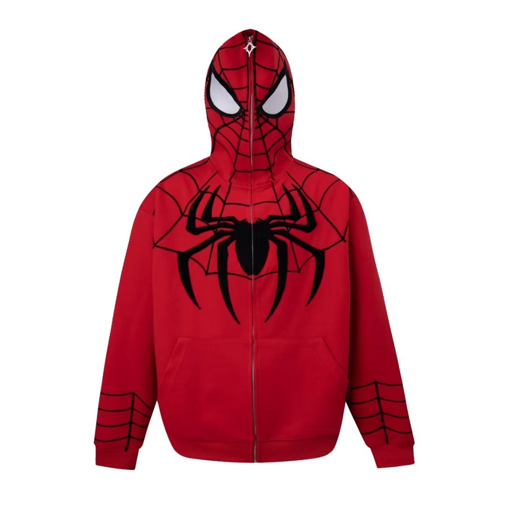 Áo Khoác sweater Phối Khóa Kéo Thêu Hình Nhện Thời Trang Mùa Thu Cho Các Cặp Đôi