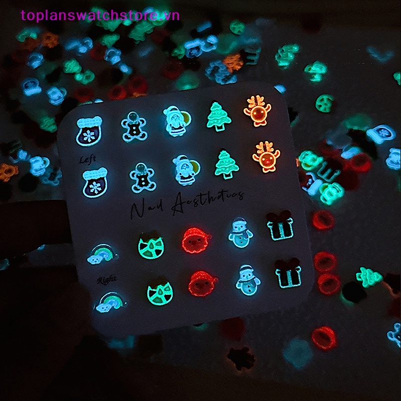 Set 20 Phụ Kiện Trang Trí Móng Tay Nghệ Thuật 3d Hình Cây Thông Giáng Sinh diy vn