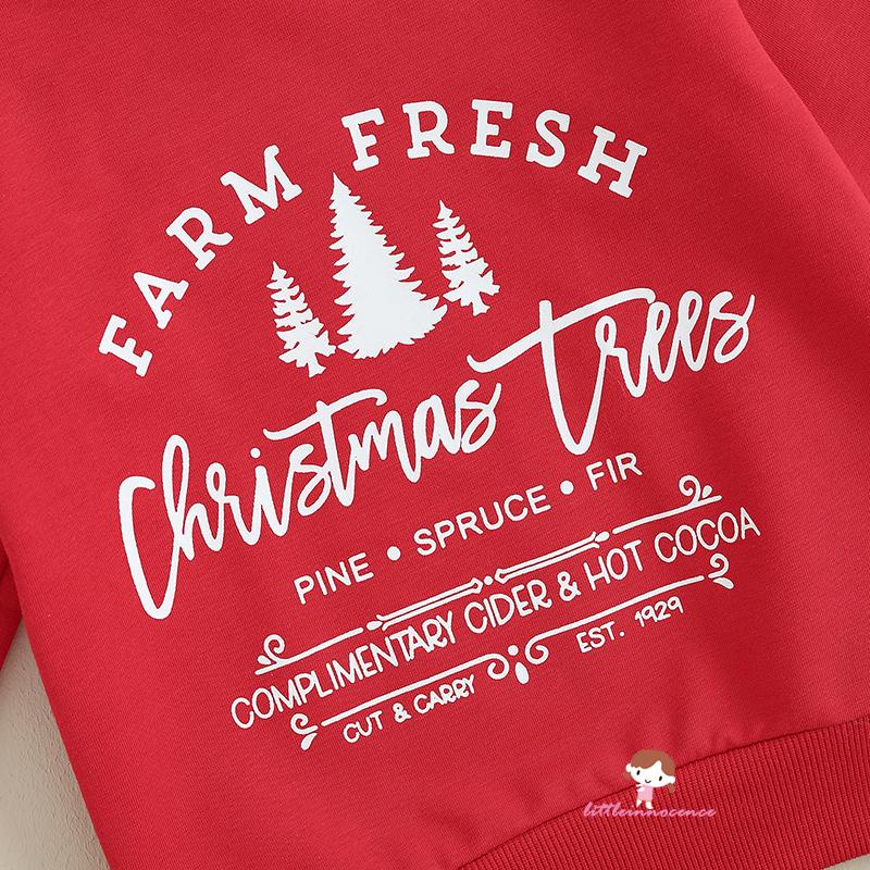 Set Đồ Giáng Sinh 2 Món Gồm Áo Thun Tay Dài In Chữ + Quần Dài Co Giãn Cho Bé Trai