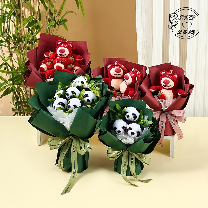 Bó Hoa Dâu Tây Gấu Trúc Hoạt Hình Dễ Thương Dùng Làm Quà Tặng Cho Bạn Gái