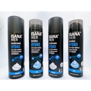 Gel cạo râu dành cho nam từ đức isana men hydro gel 200ml - schaum 300ml